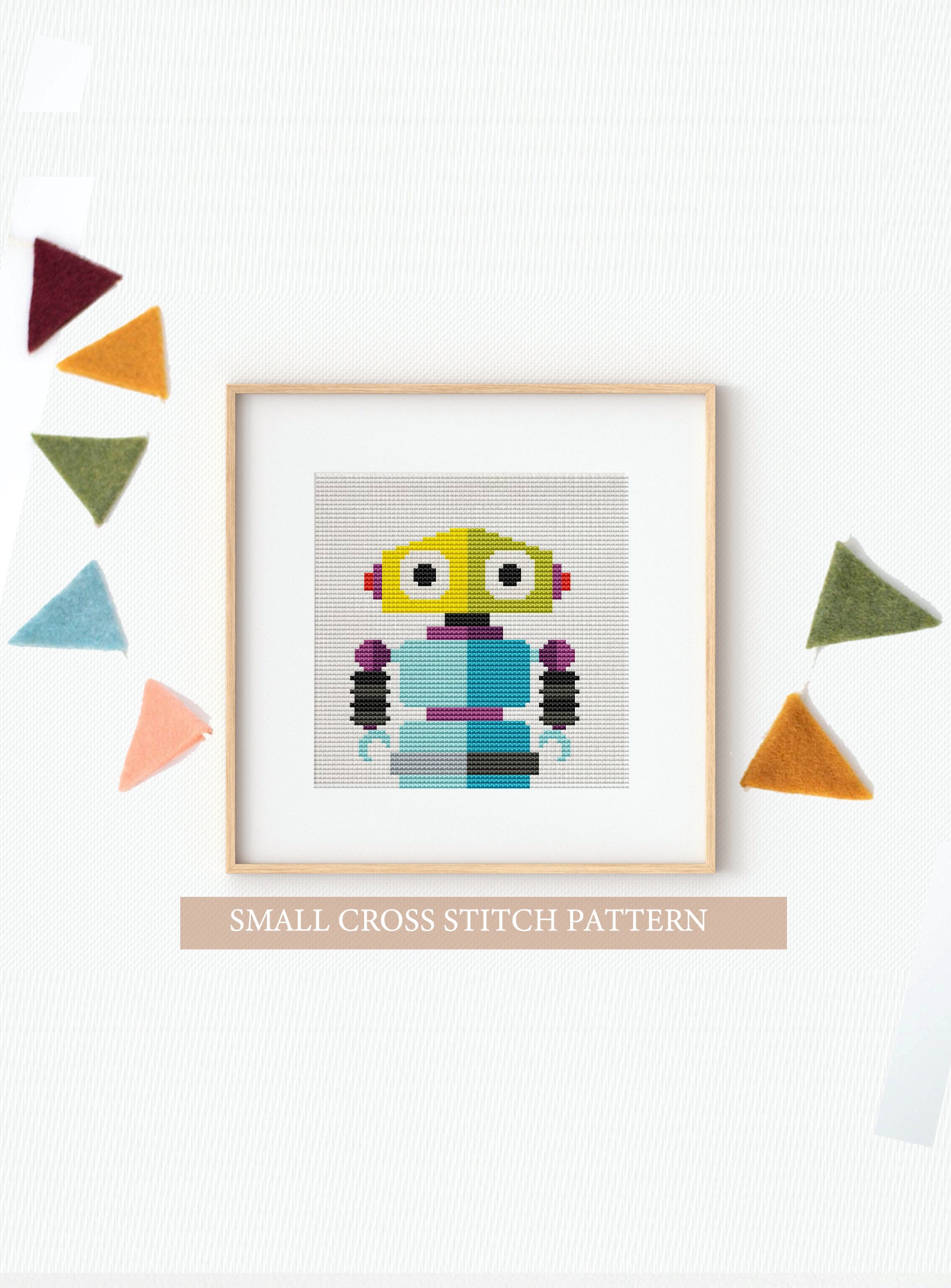 Space Bot Easy Beginner Cross Stitch Kit Robot Cross Stitch Pattern Kids  Cross Stitch Kit 