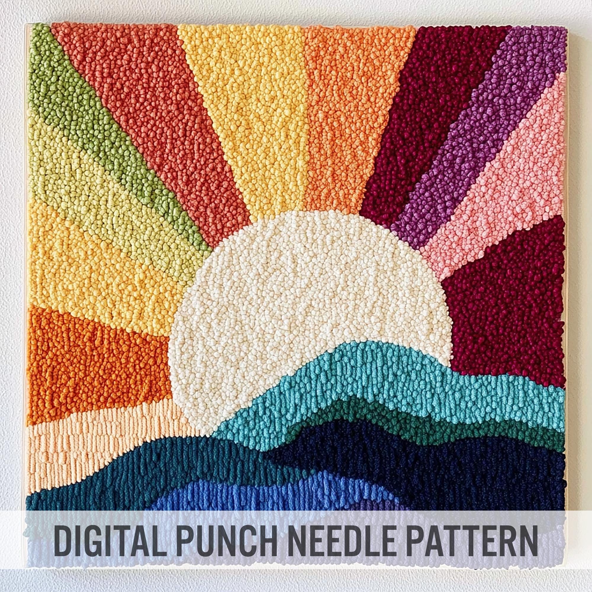 Sunset Landscape Punch Needle Pattern: Modern DIY Home Decor, Fiber Art ...