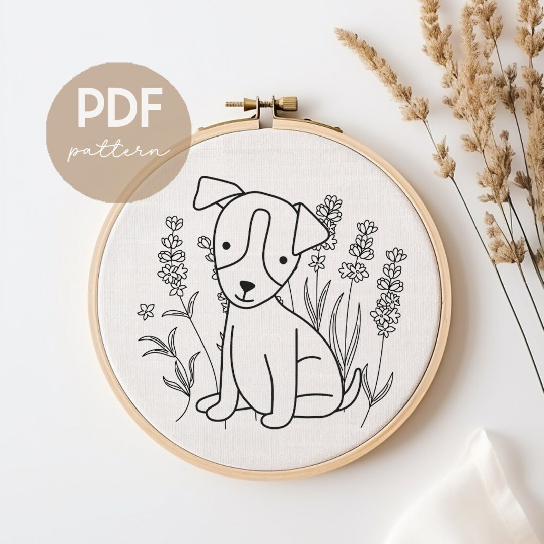Dog Embroidery Pattern: DIY Pet Stitching Template, Digital File (PDF ...
