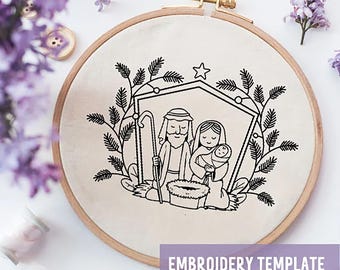 Nativity Scene Embroidery Pattern: DIY Christmas Decor (PDF)