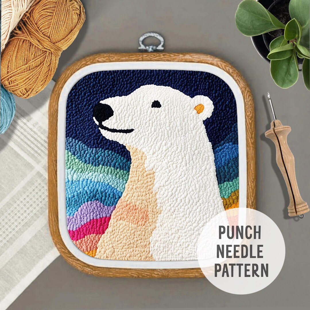 Polar Bear Punch Needle Pattern: Beginner Needlework Design (PDF ...