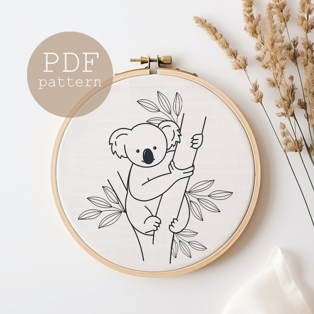 PDF Pattern, Koala Design, Beginner Embroidery, Embroidery Trendy ...