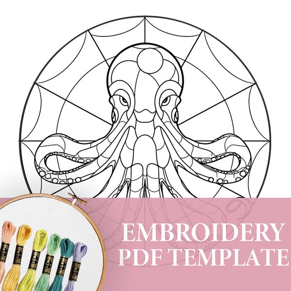 Octopus embroidery, marine animals art, Drawings to embroider, hand embroidery, embroidery animal, printable pattern, ready to print, crafts