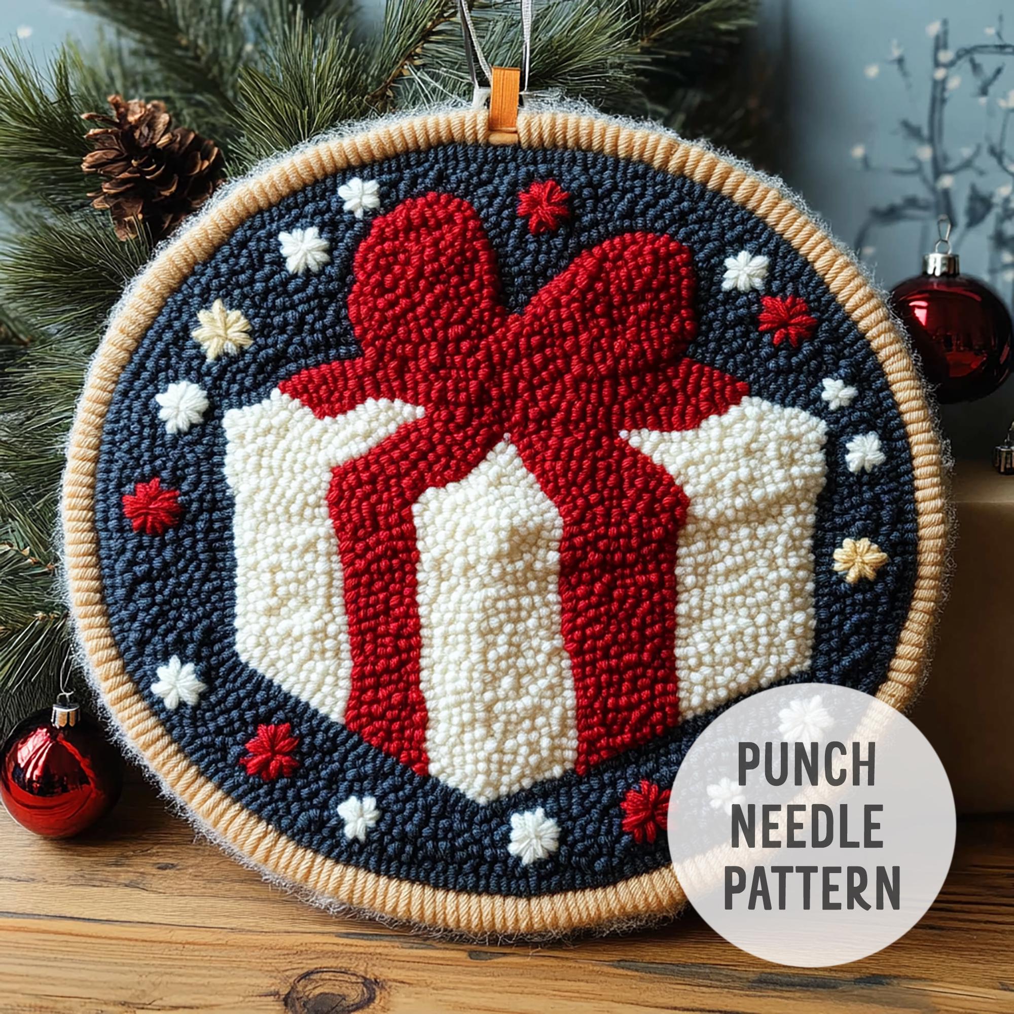 Gift Box Punch Needle Coaster Pattern – Christmas DIY, Digital File ...
