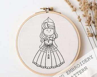 Princess Embroidery Design, Hand Embroidery Design, Princess Embroidery, nursery decor, DIY little princess, Wall Decor, kids room decor