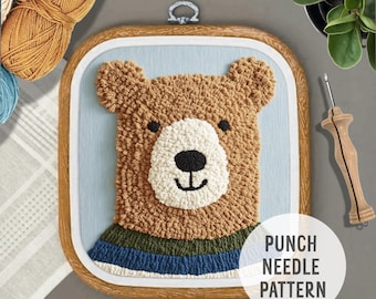 Bear Punch Needle Pattern: DIY Wall Hanging art, nursery decor (PDF Pattern)