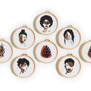 Set of 8 Modern Cross Stitch Pattern, women cross stitch pattern, plants Cross Stitch Pattern, abstract Cross Stitch Pattern, Needlepoint