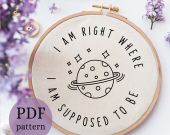 Patrón de bordado motivacional DIY: Diseño de planetas, 6 tamaños (PDF)
