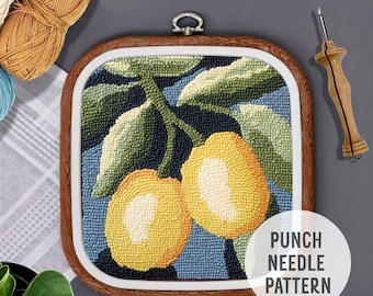 Lemon Punch Needle Pattern: DIY Kitchen Decor, beginner craft (PDF Pattern)