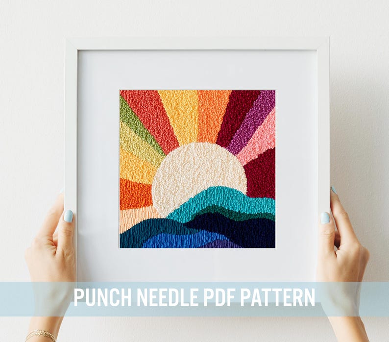 Sunset Landscape Punch Needle Pattern: Modern DIY Home Decor, Fiber Art ...