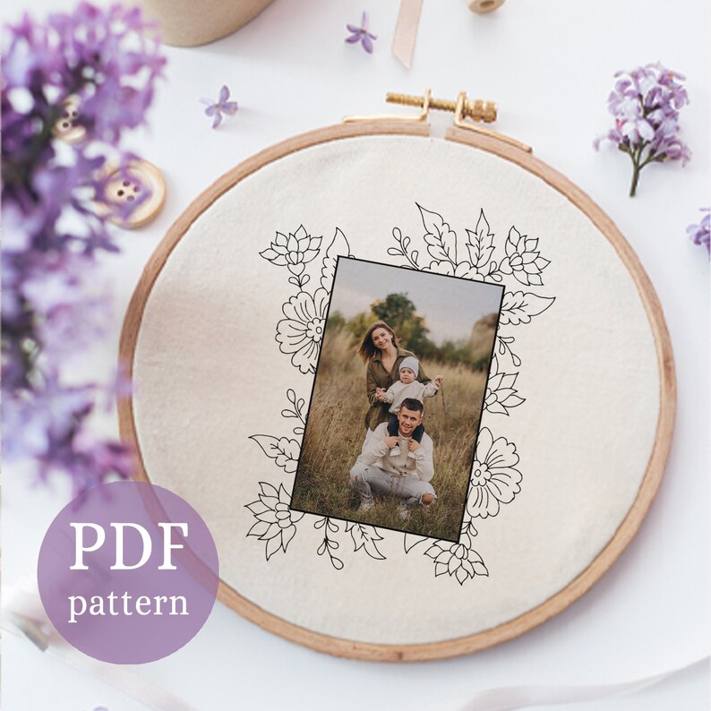 Photo Frame Embroidery Pattern: DIY Wreath Hoop Art (PDF Download) - Etsy