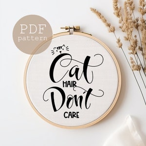 Embroidery PDF Pattern, Cat Silhouette Embroidery PDF, Embroidery Pattern Pdf, Modern Hand Embroidery PDF Pattern, Kitty design, cat quote