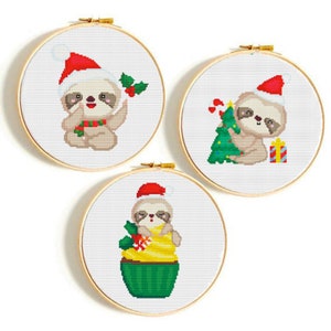 Christmas cross stitch Set, Cross Stitch Pattern PDF,Christmas Cross Stitch Pattern,Counted Cross Stitch, Animal Embroidery Chart, Christmas
