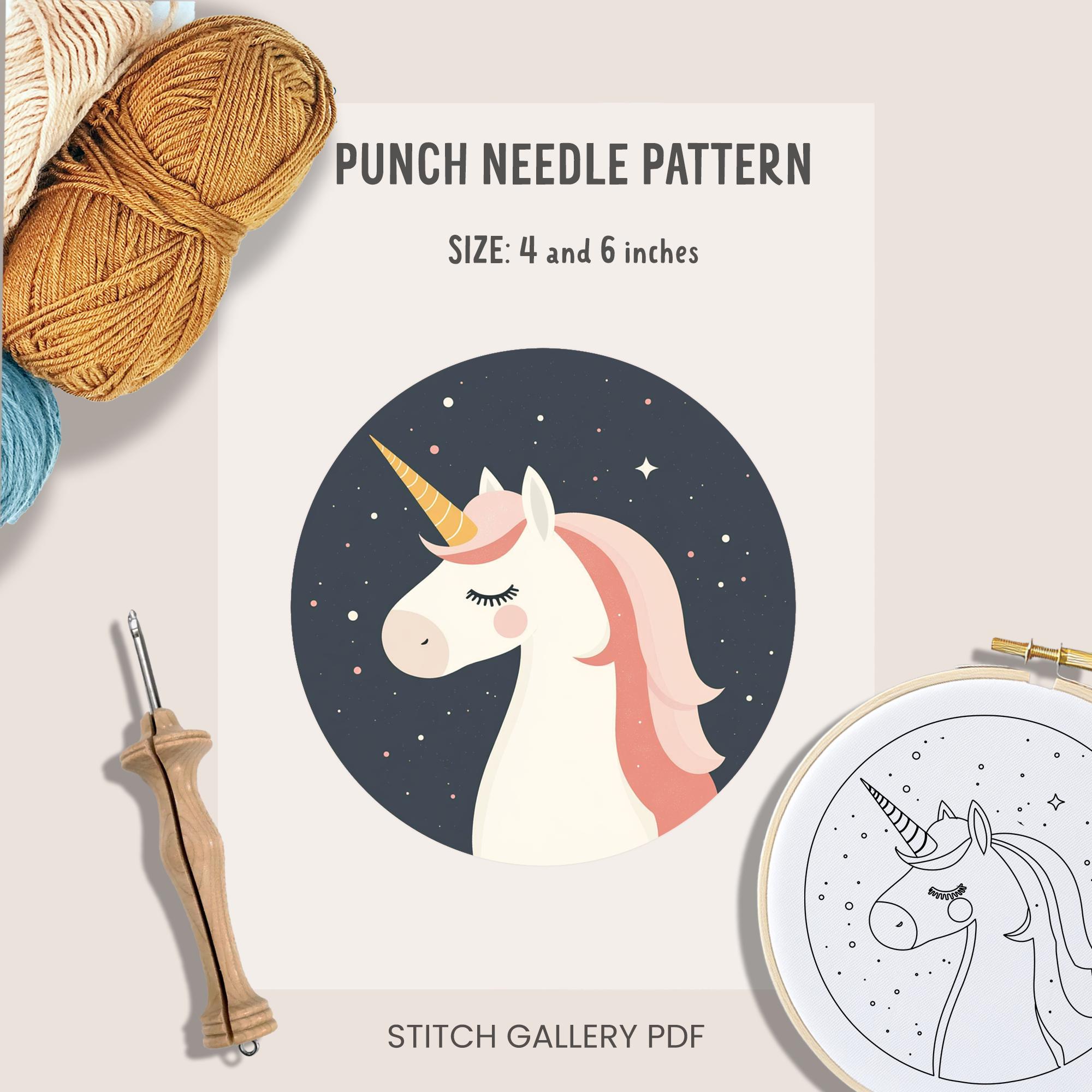 Unicorn Coaster Punch Needle Pattern: Beginner DIY Embroidery (PDF ...
