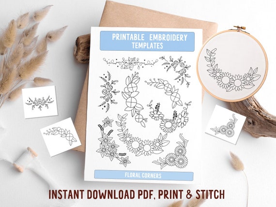 Floral Embroidery Template: Print & Stick Botanical Border (PDF)