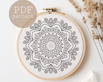 Mandala Embroidery Pattern: Boho Flower Design (PDF Pattern)