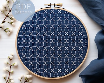 Sashiko Embroidery Pattern: Japanese Sampler Transfers, minimalist (PDF Download)