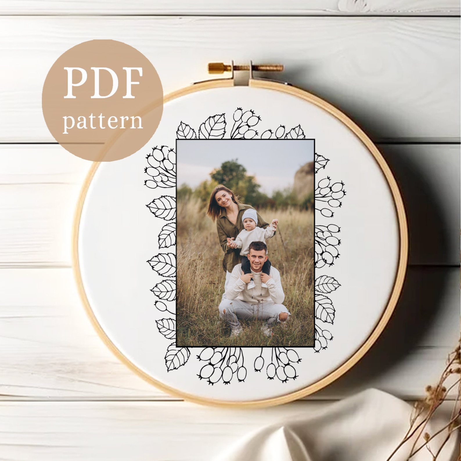 Photo Frame Embroidery Pattern Floral Photo Frame Embroidery Pattern: DIY Needlepoint (digital PDF) - Etsy