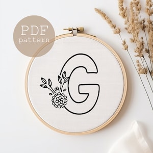 Complete Alphabet Embroidery PDF Pattern, Instant Digital Download, Letter Embroidery Design with Flowers, Floral Monogram, alphabet letters