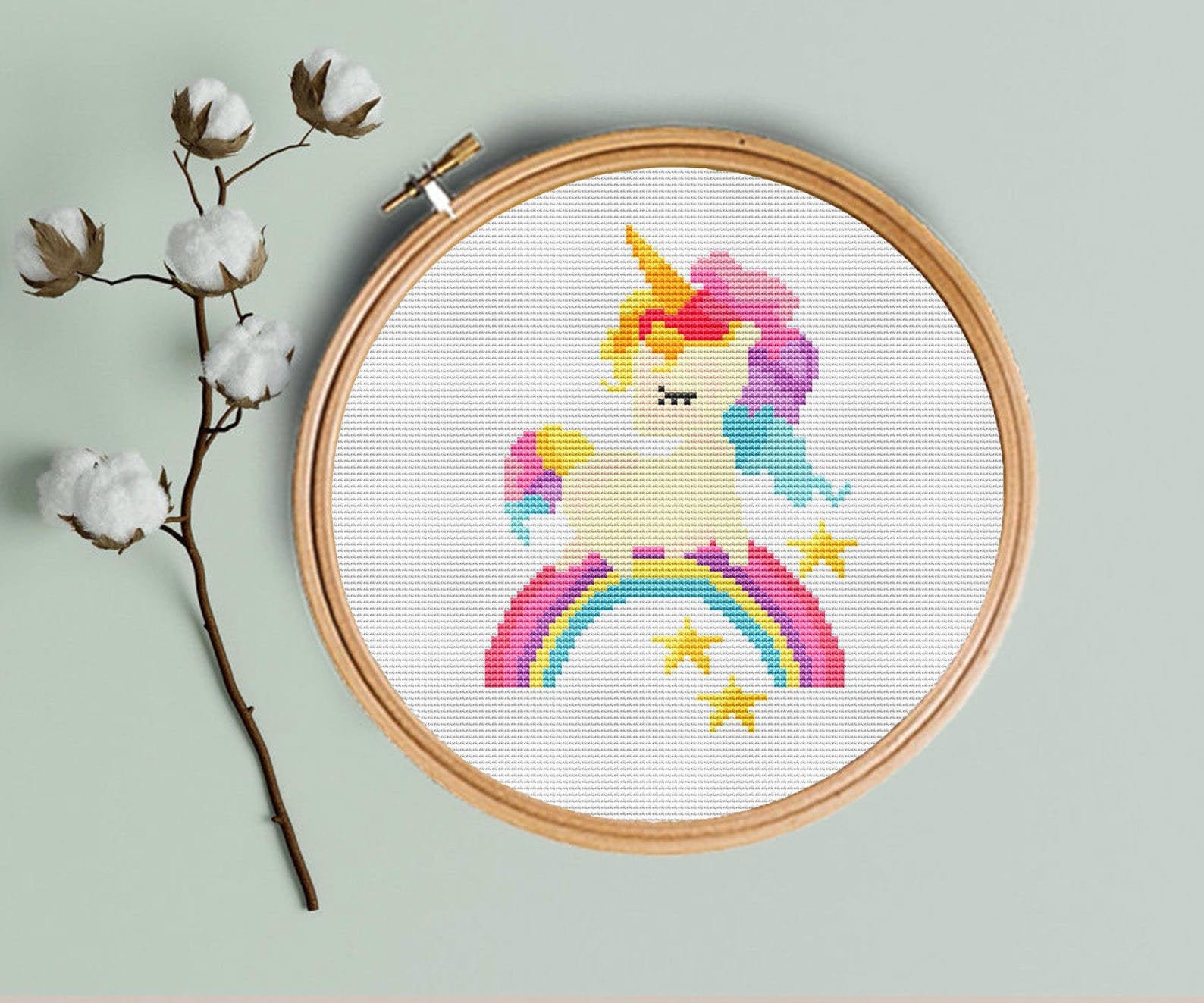 Abillyn Unicorn Family Cross Stitch Kit - Stamped Pattern, 11CT, 30x30cm - View #7