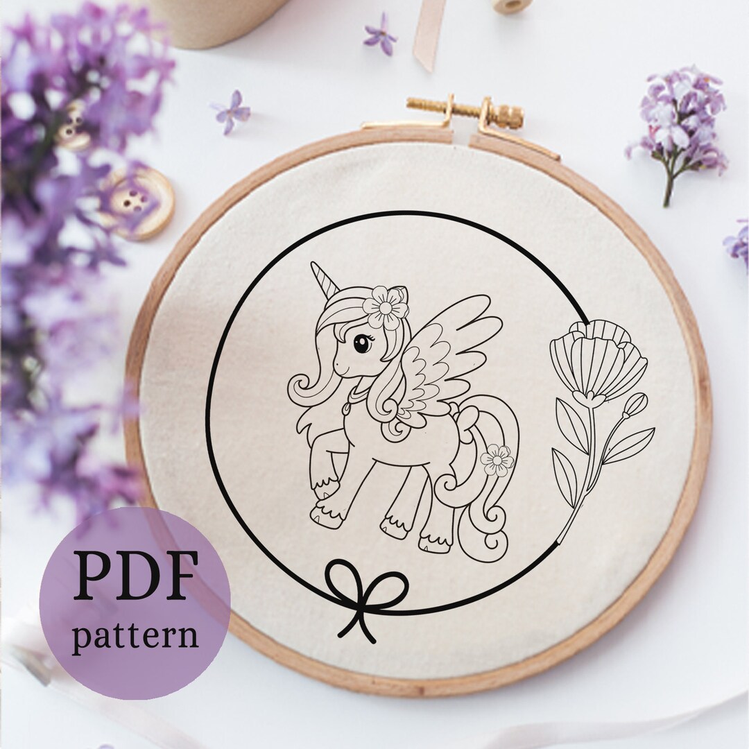 Unicorn Hand Embroidery Design, Unicorn Kids Room Decor, Unicorn ...