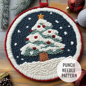 Christmas Tree Punch Needle Coaster Pattern: Holiday DIY, Craft Lover ...