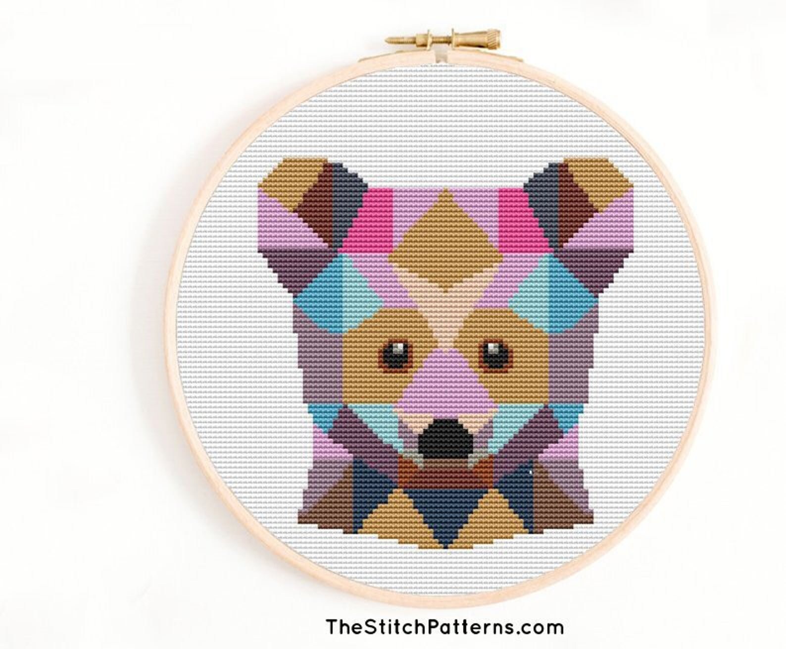 Bear Cross Stitch Pattern Modern PDF Embroidery Chart - Etsy