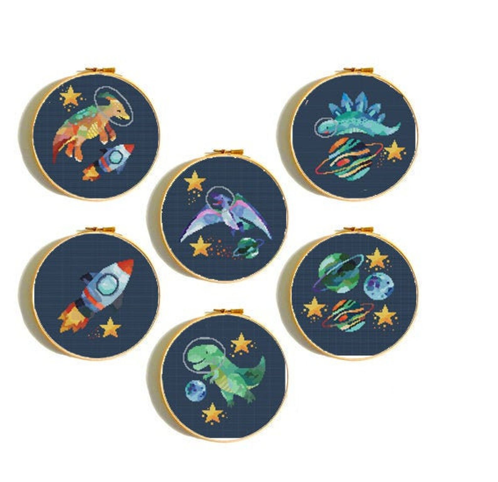 Set of 6 Dinos Cross Stitch Dinosaur Cross Stitch Pattern Etsy Australia