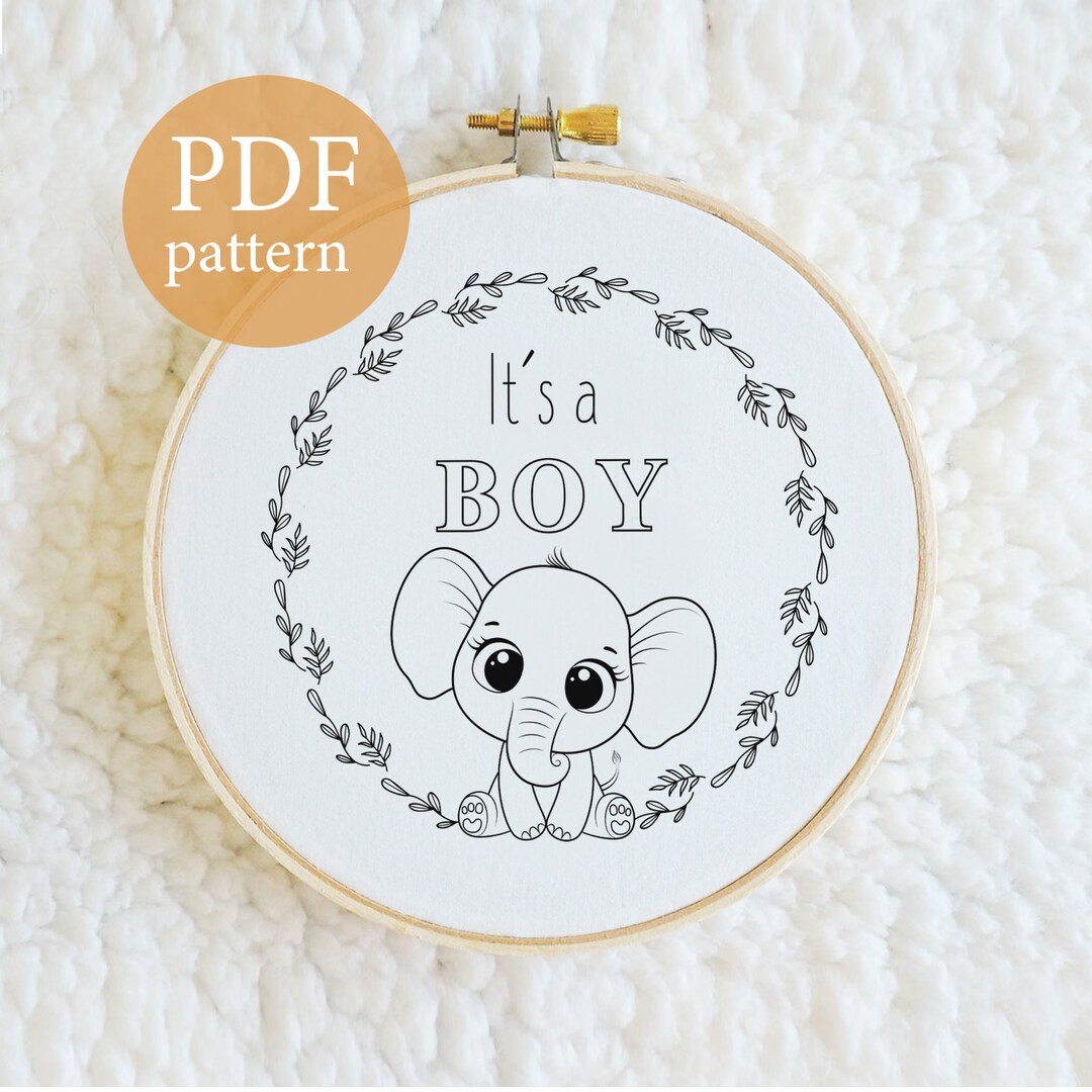 Embroidery Pattern Elephant Embroidery Nursery Embroidery Etsy