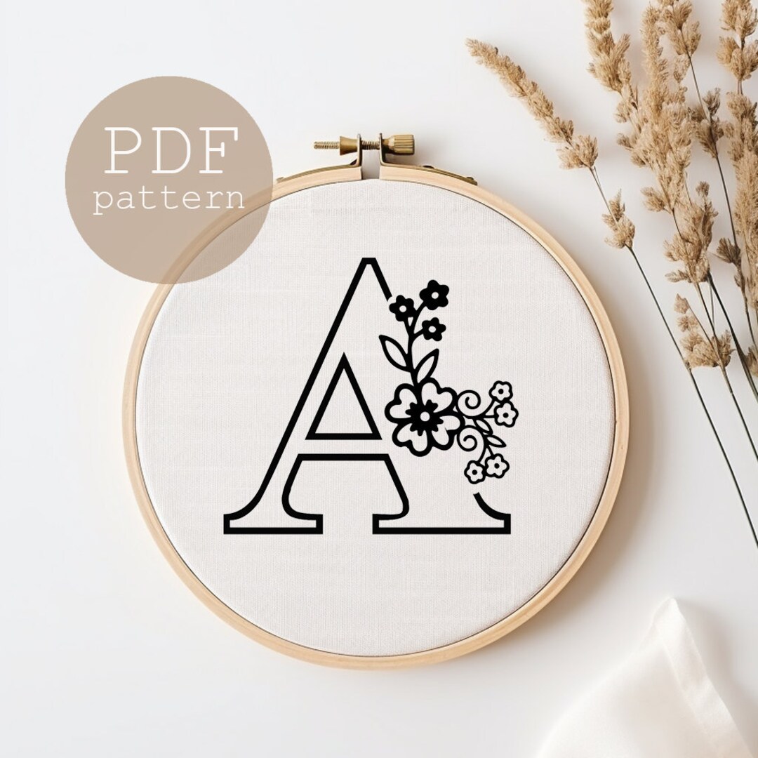 New Alphabet Hand Embroidery Pattern, Modern Embroidery Pattern PDF