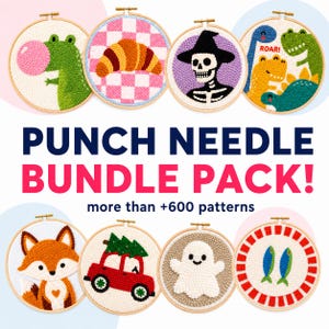 Punch Needle Pattern Bundle: Instant Download, Beginner friendly, Mega offer embroidery, Access lifetime