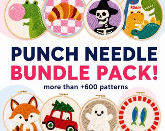 Punch Needle Pattern Bundle: Instant Download, Beginner friendly, Mega offer embroidery, Access lifetime
