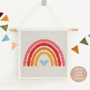 Rainbow cross stitch pattern, Abstract counted cross stitch, Rainbow Cross Stitch Pattern, Rainbow Minimalist, small cros stitch pattern