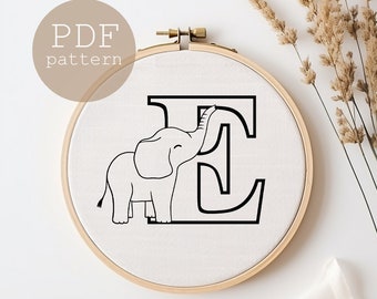 Complete Alphabet embroidery pattern, Animal embroidery pattern PDF, Alphabet Collection,PDF Embroidery Pattern, animal designs, Digital PDF