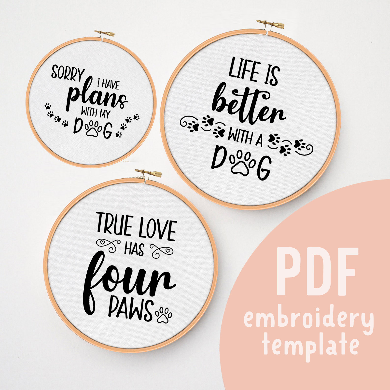 Set of 3 Dogs Embroidery Pattern Pet Craft Project - Etsy