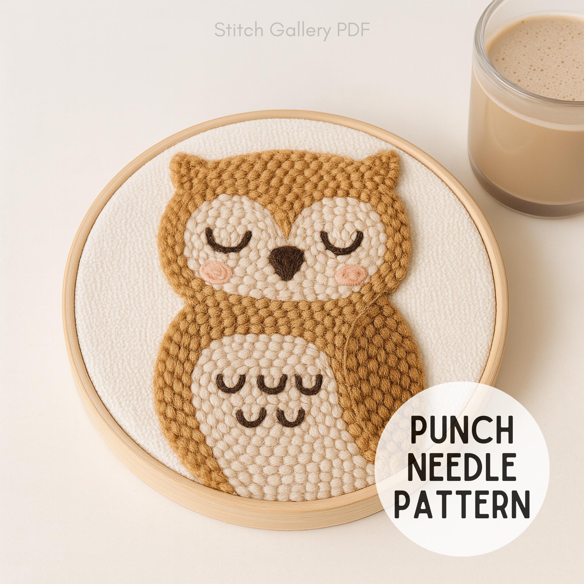 Sleepy Owl Punch Needle Pattern, Nursery Wall Art, kids room decor (PDF)