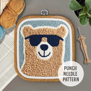 Bear Punch Needle Pattern, Easy Punch Needle PDF Pattern for Beginners, Instant Download, Punch Needle Design, Needlework Pattern, Handmade