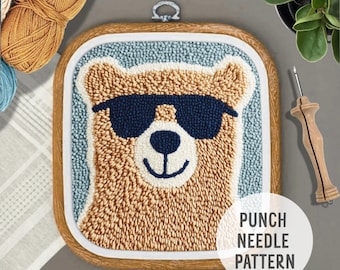 Bear Punch Needle Pattern: Easy DIY Home Decor, needlework (PDF Pattern)