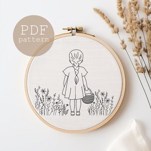 Floral Embroidery Pattern, PDF Digital Download, Embroidery hoop, Beginner Embroidery Pattern PDF, DIY Hoop Art, Wildflowers embroidery art