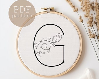 Floral Alphabet Hand Embroidery Pattern: Modern Letter Collection (Digital PDF)