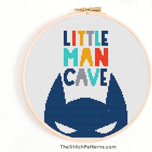 Little Man cave, Cross Stitch Pattern Instant Download PDF, Modern Cross Stitch Embroidery, boys quote embroidery, cross stitch Typography