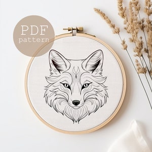 Digital embroidery pattern,Fox embroidery design, digital PDF download, Hand embroidery pattern, Hand Embroidery, Funny Embroidery pattern