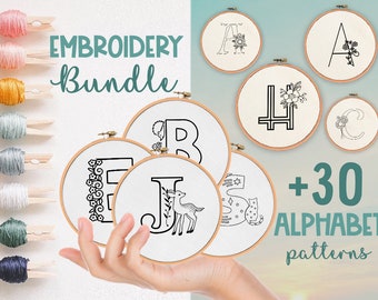 Floral Alphabet Embroidery Patterns: 30+ Letter Templates, easy craft  (PDF Pattern)