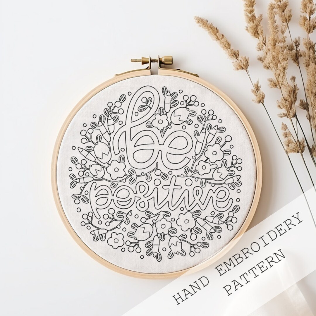 Positive Pattern Papper Be Positive, Mantra Embroidery Pattern, Digital Pattern, Embroidery ...