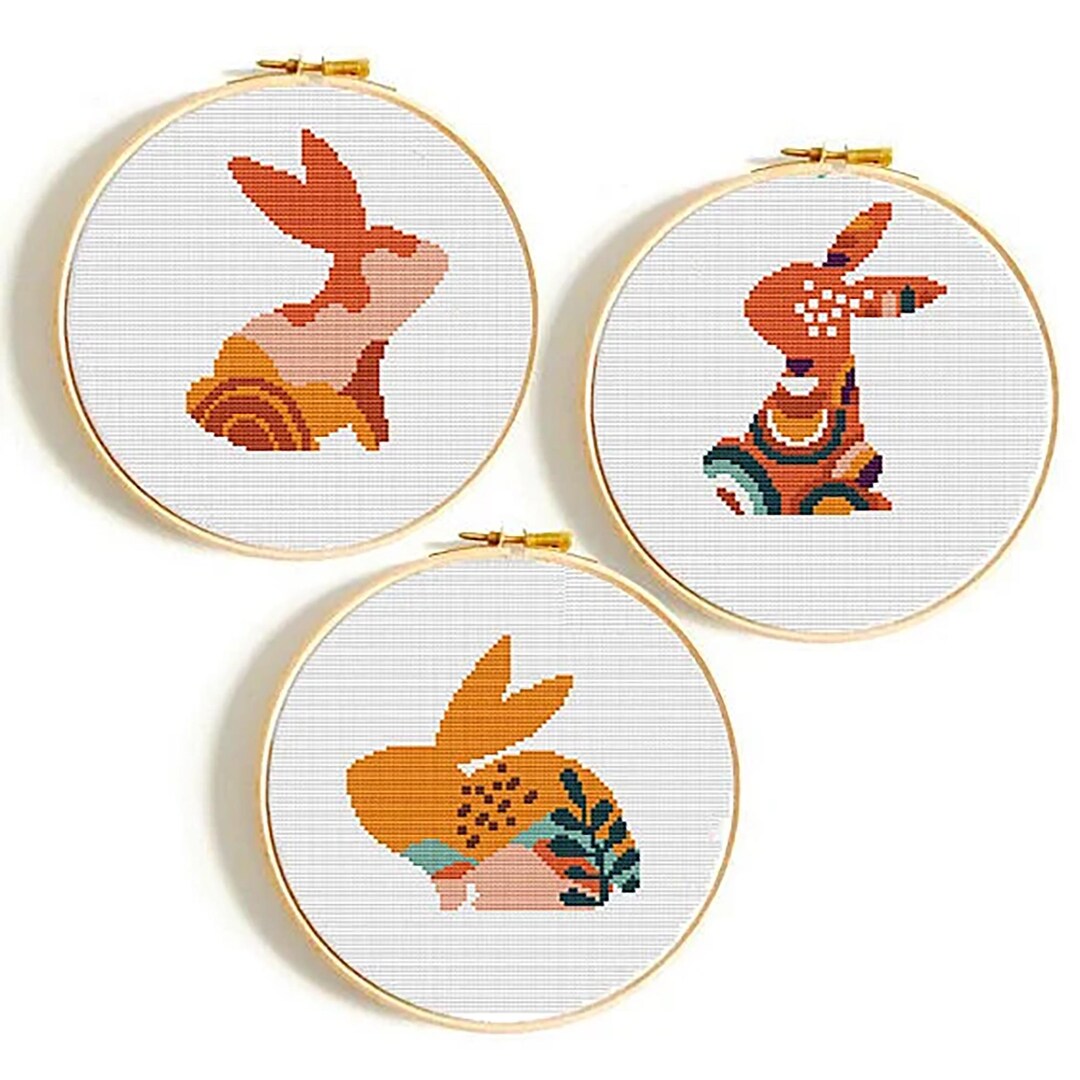 Bunny Easter Cross Stitch Pattern: Modern Rabbit Design (PDF Download ...