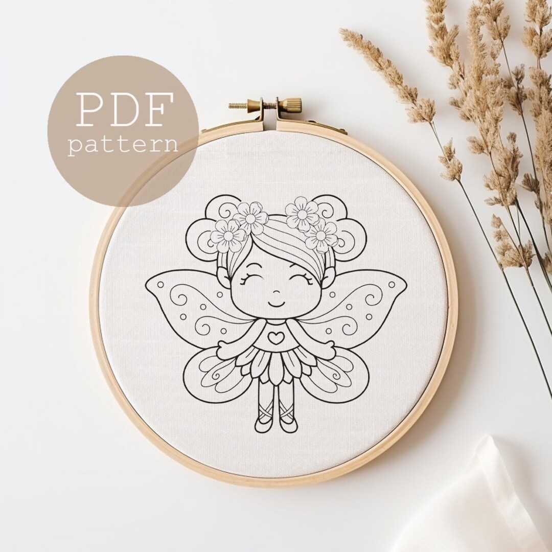 Fairy Magic, Fun & Cute, DIY Hand Embroidery Template Pattern PDF ...