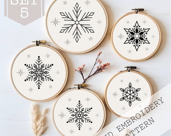 Snowflake Christmas Embroidery Pattern, Embroidery For Beginners, Snowflake Ornaments, Easy Handmade Christmas Gift, christmas tree decor