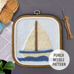 Sailboat Punch Needle Pattern, Beginner Pattern, How to Punch Needle, printable Punch Needle, Beginner Punch Needle, Easy Punching pattern