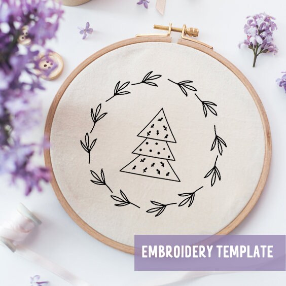 Pine Tree Hand Embroidery Pattern: Christmas Ornament Decor (PDF ...