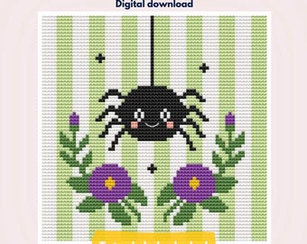 Spider Needlepoint Pattern | Digital PDF Chart | Cute Halloween Spider Design | Beginner Friendly Wall Art
